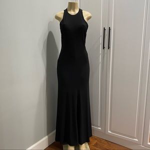 Black formal dress with lace detail